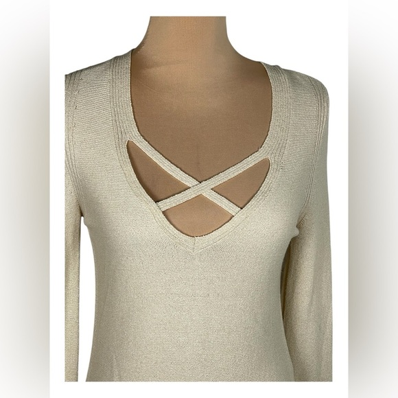 Free People Womens Crisscross Knit Sweater in Ivory Size XS - Picture 6 of 10